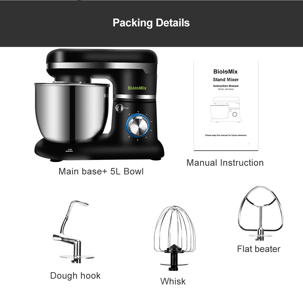 1200W 4L 6-Speed Electric Mixer Set - Image 17