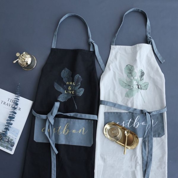 Coconut Leaf Printed Coffee Shop Barista Apron - Image 2