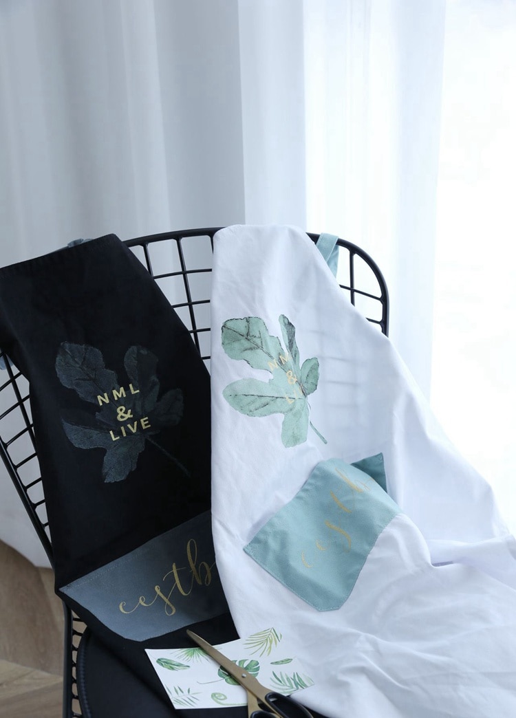 Coconut Leaf Printed Coffee Shop Barista Apron - Image 8