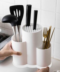 Multifunction Black / White Kitchen Utensils Holder